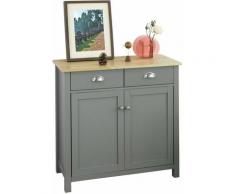 Sobuy - Credenza Soggiorno Vetrina Soggiorno Grigio con 2 cassetti e 2 Ante L80*P36*A81 cm FSB25-HG