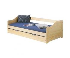 Letto laura + secondo letto ad estrazione 97x209x66h pino massello - Inter Link