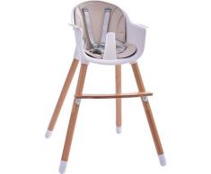 Seggiolone Pappa in Legno, Seggiolone per bambini 2 in 1, Vassoio Regolabile, per Bambini, Beige
