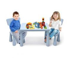 Set di Tavolo e Sedie per Bambini, Multifunzione, Tavolo e 2 Sedie da Gioco, Facile da Montare,