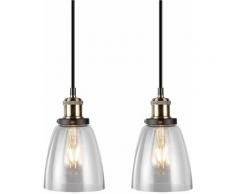 Set di 2 lampade a sospensione a soffitto soggiorno sala da pranzo illuminazione in vetro luci a