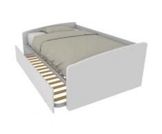 800R - Letto cameretta 120x190 1piazza e mezza con secondo letto estraibile - Bianco - Bianco