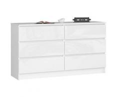 Abamihome - Mobile Ingresso Comò Cassettiera Moderna Credenza 6 Cassetti 140 x 77 x 40 - Colore: