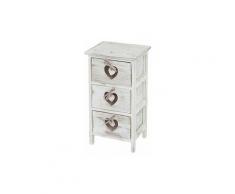 Nova - cassettiera Comodino Forli stile Vintage in Legno di paulonia con 3 cassetti colore : BIANCO
