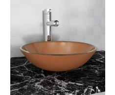 Lavabo in Vetro Temperato Lavabo Bagno Tondo Elegante vari colori colore : MARRONE
