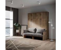Letto matrimoniale a scomparsa KENTARO SOFA' struttura NOCE