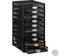 Cassettiera da Scrivania, 10 Cassetti, Formato DIN A4, Porta-Documenti, Box per Lettere e