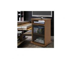 Mobile televisore noce antico con vetrina. Carrello porta Tv e Pc con ruote, mensole e vetro,