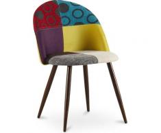 Sedia da Pranzo, Design Accent Rivestimento Patchwork Stile Scandinavo, Retrò Gambe in legno scuro