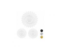 Nova - Set 3 Specchi Decorativi a Forma di Sole Rotondo da Parete vari colori colore : bianco