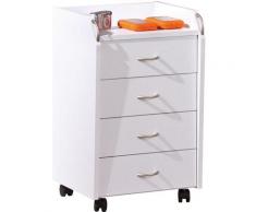 Cassettiera 4 cassetti con ruote - 40x36xh65 cm - bianco
