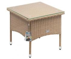 Casaria - Tavolo da Giardino in Poly Rattan Tavolino basso da Balcone con Piano in Vetro Versatile