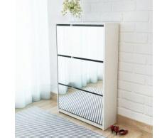 Altro - Scarpiera a 3 Strati con Specchio Bianca 63x17x102,5 cm