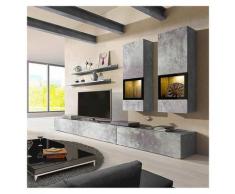 Parete attrezzata emotion Gihome ® moderna grigia cemento mobile tv salotto