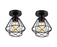 2 PCS Plafoniera Ferro Battuto Illuminazione per Interni E27 Lampade da Soffitto Industriale Retr¨°