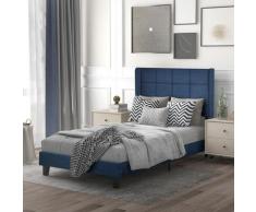 Letto Singolo con Testiera Imbottita e Boxspring per Adulti e Bambini Stile Contemporaneo 90x200