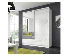 Garneroarredamenti - Armadio guardaroba tom 180 cm 2 ante scorrevoli bianco lucido camera moderna
