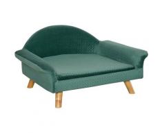 Pawhut - Divanetto per Cani e Gatti con Braccioli e Schienale, Cuccia di Design in Velluto Verde