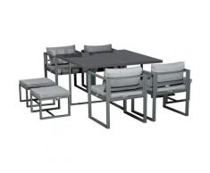 Outsunny - Set con Tavolo 4 Sedie e 4 Sgabelli da Giardino, Salotto da Esterno in Alluminio, Grigio