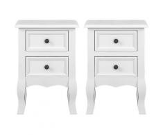 Comodino con 2 cassetti Bianco, Comodino, Legno 35 x 30 x 50 cm