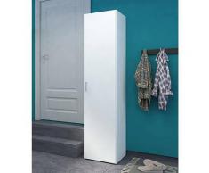 Armadio guardaroba ad anta singola con tre ripiani interni, colore bianco, Misure 39 x 175 x 41 cm