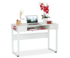 Scrivania, 3 Ripiani Aperti, Design Moderno, per Salotto & Cameretta, HLP:74,5 x 110 x 55 cm,