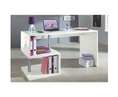 Dmora - Scrivania moderna ad Esse per ufficio e studio con scaffale, Made in Italy, Tavolo da