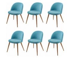 Nova - Set di 6 sedie per sala da pranzo Design Retro in Legno con seduta in Velluto colore :