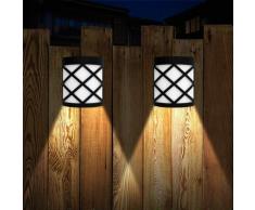 Lampade Solari da Giardino a Led per Esterni, Applique da Parete a LED Luce Solare, Luce Solare da