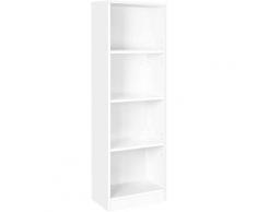 Libreria Scaffale a colonna con 4 Ripiani in Legno regolabili studio Soggiorno vari colori colore :