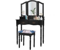 Costway - Set Toeletta con Specchio Smontabile, Set Tavolo Toeletta con Sgabello, Tavolo Grande per