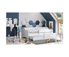 Letto singolo per bambini, Divano letto con secondo lettino estraibile, Lettino con protezione