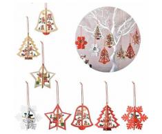Set di ornamenti natalizi in legno, 8 pezzi decorazioni natalizie da appendere per interni/esterni,