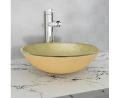 Lavabo in Vetro Temperato Lavabo Bagno Tondo Elegante vari colori colore : Dorato