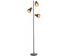 B.k.licht - Lampada da terra vintage industriale, piantana elegante retrò, colori nero e oro