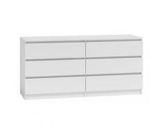 ASTER - Cassettiera grande per camera da letto soggiorno ufficio - 6 cassetti - 138x40x77cm - 6