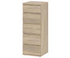 Kit cassettiera cassettone 5 cassetti nova cm 40x40x105h bianco o acero colore: legno