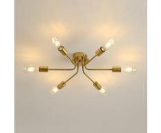 Lampadario Vintage Industriale E27, Lampade da Soffitto 6 Luci Retrò, Plafoniere Sospensione in
