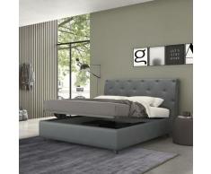 Talamo Italia - Letto contenitore singolo Mozart, Made in Italy, Struttura in ecopelle imbottita,