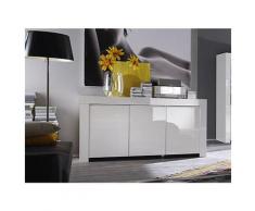 Credenza Moderna, Madia di Design, 3 ante, Bianco Lucido, Alba