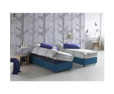 Letto contenitore Singolo Silvia Sommier, Made in Italy, Letto con rivestimento in tessuto,