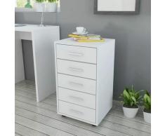 Cassettiera da Ufficio in Legno con Ruote e Cassetti vari colori colore : BIANCO