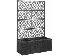 Letto Rialzato a Traliccio 3 Vasi 83x30x130 cm Polyrattan Nero Nero - Vidaxl
