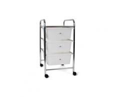 Carrello estetista in acciaio cromato cassettiera 3 cassetti 4 ruote salvaspazio