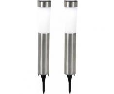 Set di 2 luci solari a LED plug-in stand illuminazione faretti da esterno colonne lampade