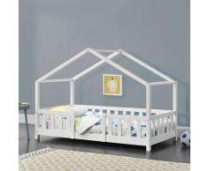 Nova - Letto per bambini con sponde a forma di casetta bianca varie dimensioni dimensioni : 70x140