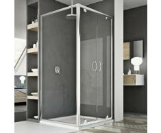 Box doccia saloon vetro trasparente h 185 mod. Sintesi Duo 2 Ante 90x90 ap. 90 cm quadrato