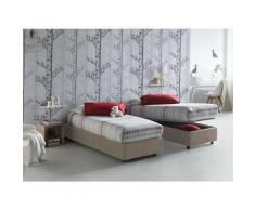 Letto contenitore Singolo Silvia Sommier, Made in Italy, Letto con rivestimento in tessuto,