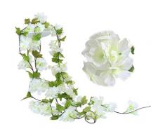 2 pezzi 230 cm finto ciliegio vite fiori pianta edera artificiale appeso foglia verde ghirlanda di