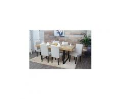 Nova - Set di 4 sedie in Tessuto per Sala da Pranzo Design moderno con gambe in legno colore : Crema
